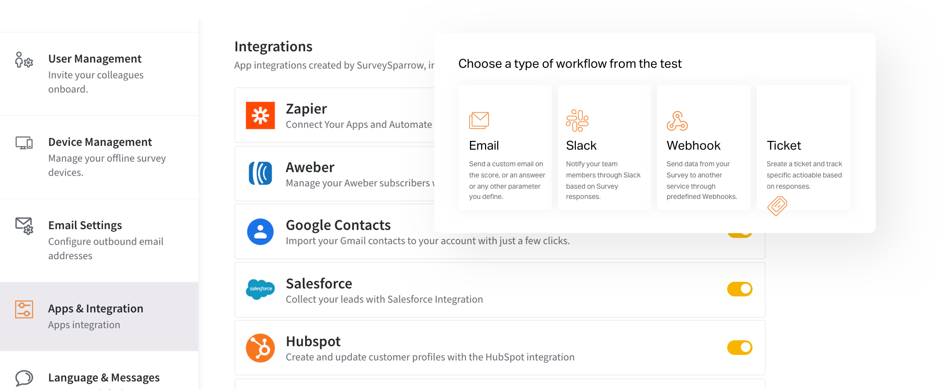 Integraciones nativas, API y Webhooks